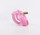 Love In Leather Silicone Male Chastity Cage Short - Pink - Male Chastity